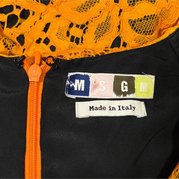 MSGM Womens Orange Lace Sleeveless Dress Made In Italy Size 42 US M - Picture 6 of 7